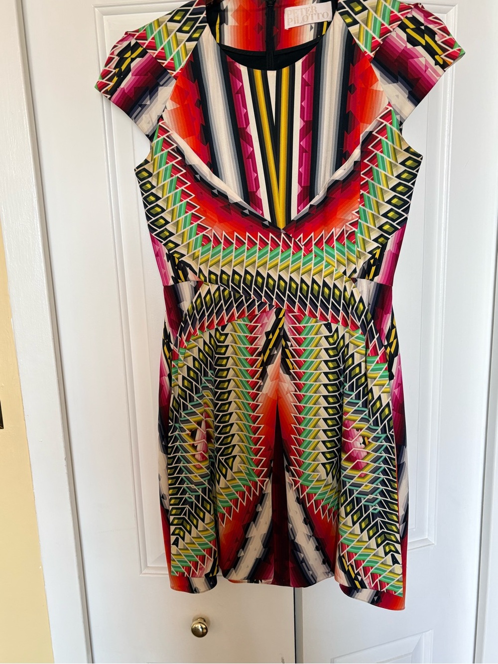 Peter Pilotto Red, Pink, Yellow & Green Geometric Mini Dress